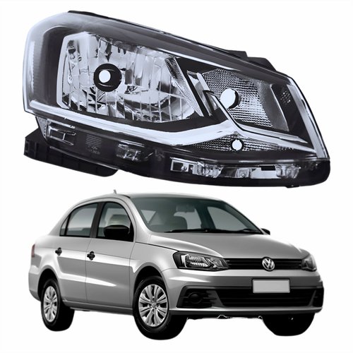 Farol Principal Vw Voyage G7 2017 2018 Foco Simples Friso Cromado Lado Direito Passageiro