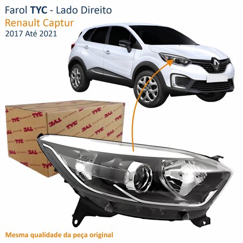 Farol Renault Captur 2017 Até 2021 TYC Com Friso Cromado Lado Direito Passageiro