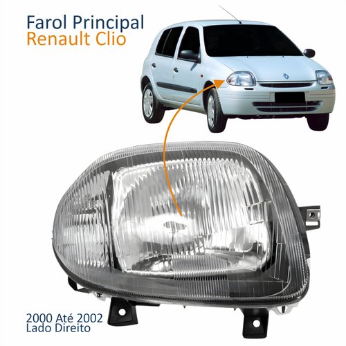 Farol Renault Clio 2000 2001 2002 Manual Lado Direito Passageiro