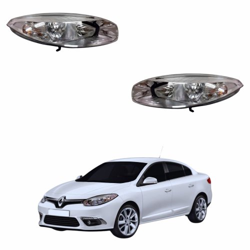 Par Farol Renault Fluence 2010 Até 2018 Mascara Cromada Sem Projetor
