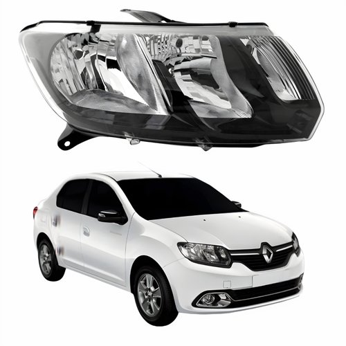 Farol Renault Logan 2015 Até 2019 Original Arteb Friso Preto Lado Direito Passageiro