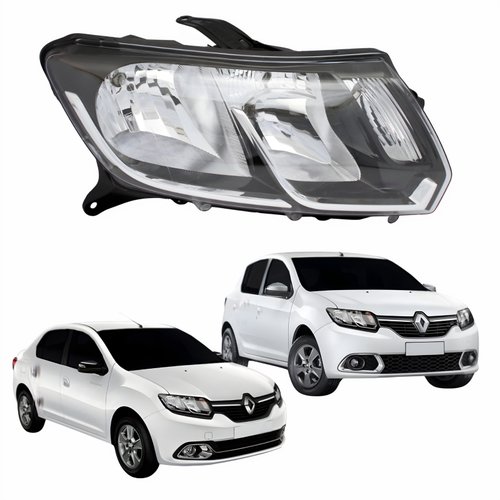 Farol Renault Logan Sandero 2015 Até 2019 Original Arteb Friso Cromado Lado Direito Passageiro