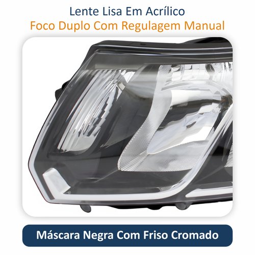 Farol Renault Logan Sandero 2015 Até 2019 Original Arteb Friso Cromado Lado Esquerdo Motorista