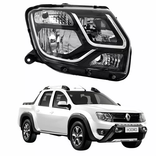 Farol Renault Oroch 2015 Até 2020 Máscara Negra Lado Direito Passageiro