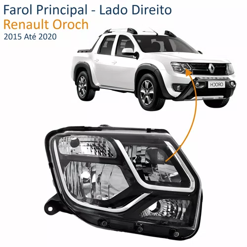 Farol Renault Oroch 2015 Até 2020 Máscara Negra Lado Direito Passageiro