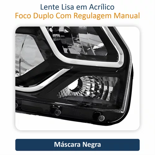 Farol Renault Oroch 2015 Até 2020 Máscara Negra Lado Direito Passageiro