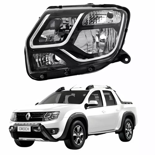 Farol Renault Oroch 2015 Até 2020 Máscara Negra Lado Esquerdo Motorista