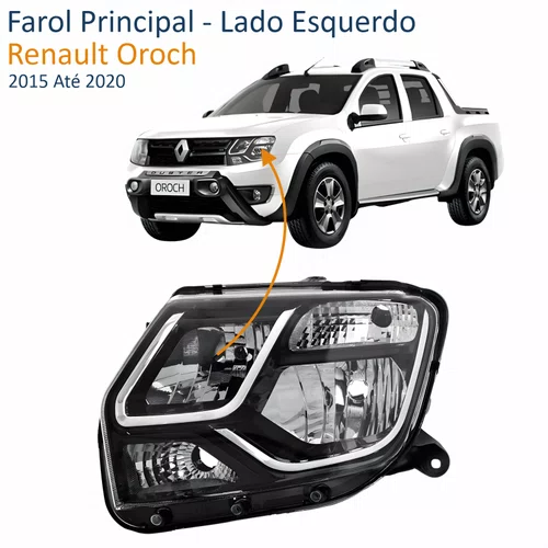 Farol Renault Oroch 2015 Até 2020 Máscara Negra Lado Esquerdo Motorista