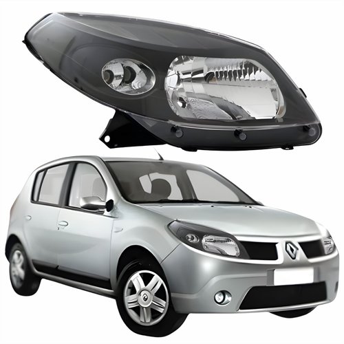 Farol Principal Renault Sandero 2008 2009 2010 2011 Máscara Negra Lado Direito Passageiro