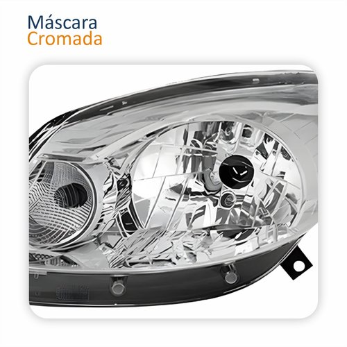 Farol Principal Renault Sandero 2012 2013 2014 Máscara Cromada Lado Esquerdo Motorista