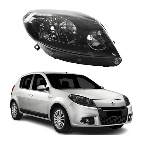 Farol Renault Sandero 2012 2013 2014 Mascara Negra Lado Direito Passageiro