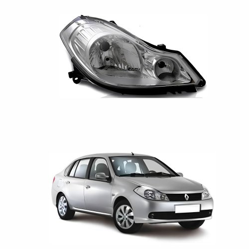 Farol Renault Symbol 2009 2010 2011 2012 2013 Mascara Cromada Lado Direito Passageiro