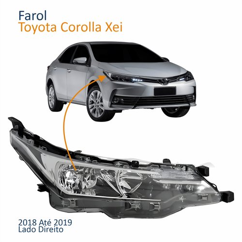 Farol Principal Toyota Corolla Xei 2018 2019 Com Led Lado Direito Passageiro