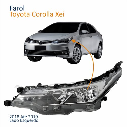 Farol Principal Toyota Corolla Xei 2018 2019 Com Led Lado Esquerdo Motorista