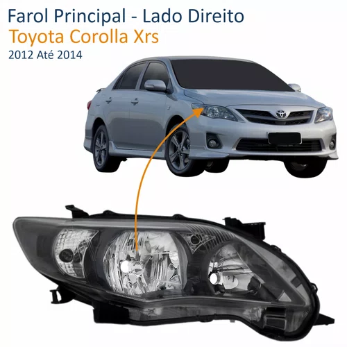 Farol Toyota Corolla Xrs 2012 Até 2014 Máscara Negra Lado Direito Passageiro