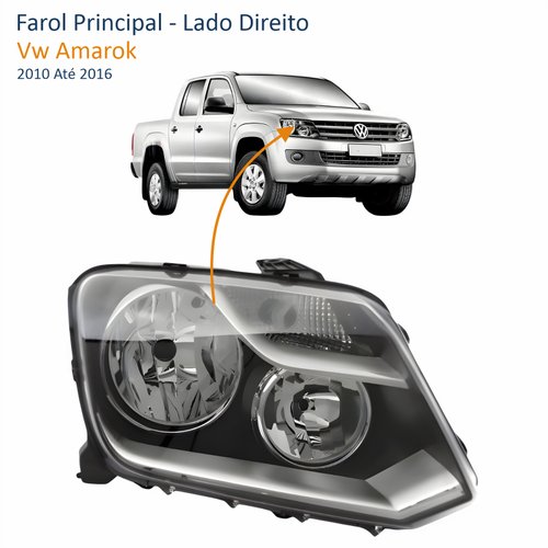 Farol Vw Amarok 2010 Até 2016 Original Arteb Regulagem Elétrica Lado Direito Passageiro