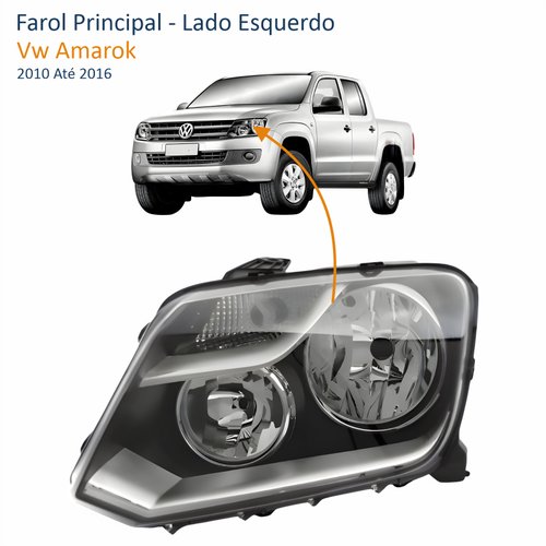 Farol Vw Amarok 2010 Até 2016 Original Arteb Regulagem Elétrica Lado Esquerdo Motorista
