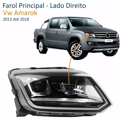 Farol Vw Amarok 2018 Até 2023 Com Led Com Projetor Lado Direito Passageiro