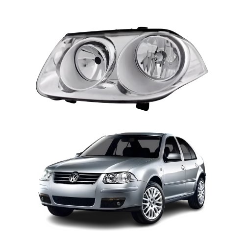Farol Vw Bora 2007 Até 2012 Máscara Cromada Lado Esquerdo Motorista
