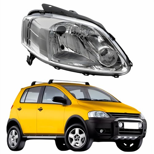 Farol Vw Crossfox 2005 Até 2010 Original Arteb Máscara Cromada Lado Direito Passageiro