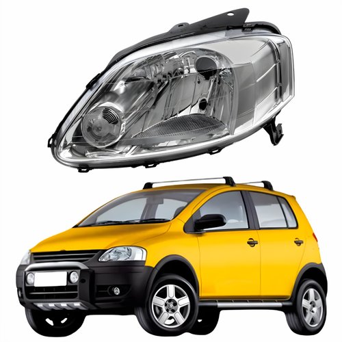 Farol Vw Crossfox 2005 Até 2010 Original Arteb Máscara Cromada Lado Esquerdo Motorista