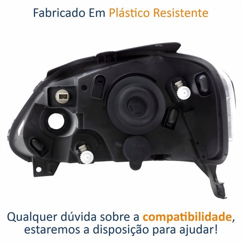 Farol Vw Crossfox 2005 Até 2010 Máscara Negra Lado Direito Passageiro