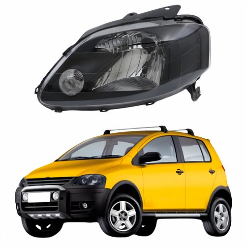 Farol Vw Crossfox 2005 Até 2010 Máscara Negra Lado Esquerdo Motorista