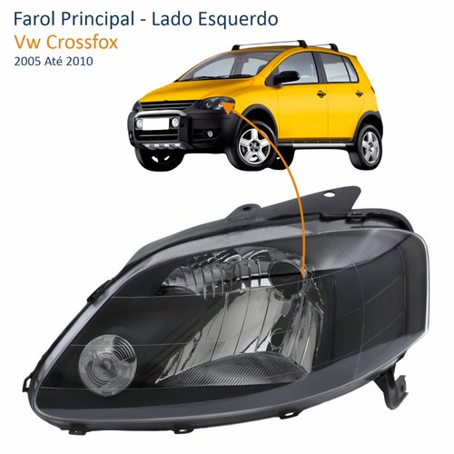 Farol Vw Crossfox 2005 Até 2010 Máscara Negra Lado Esquerdo Motorista