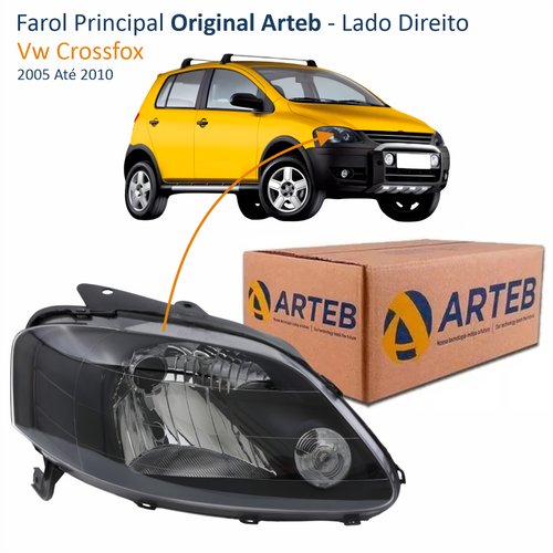 Farol Vw Crossfox 2005 Até 2010 Original Arteb Máscara Negra Lado Direito Passageiro