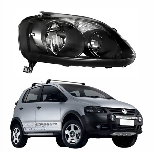 Farol Principal Vw Crossfox 2008 2009 2010 Máscara Negra Lado Direito Passageiro