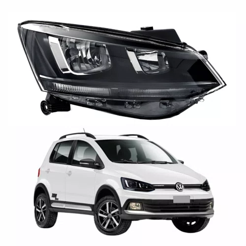 Farol Vw Crossfox 2015 Até 2019 Original Friso Preto Lado Direito Passageiro