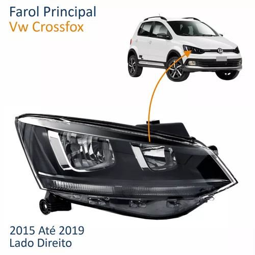 Farol Vw Crossfox 2015 Até 2019 Original Friso Preto Lado Direito Passageiro