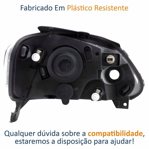 Farol Vw Fox 2003 Até 2009 Máscara Negra Lado Esquerdo Motorista