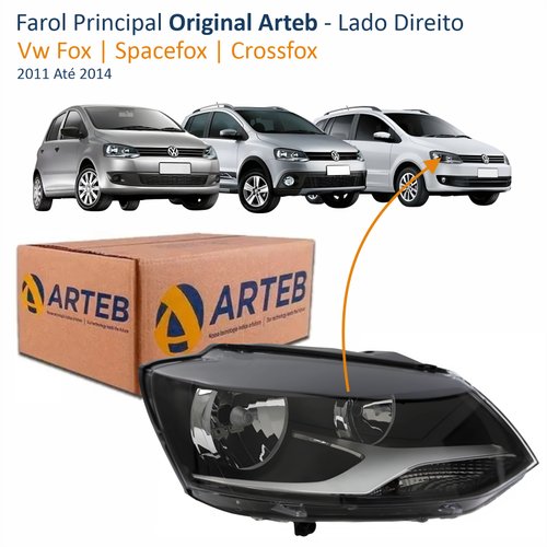 Farol Vw Fox Spacefox Crossfox 2011 Até 2014 Original Arteb Máscara Negra Lado Direito Passageiro