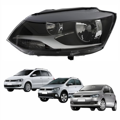 Farol Vw Fox Spacefox Crossfox 2011 Até 2014 Original Arteb Máscara Negra Lado Esquerdo Motorista