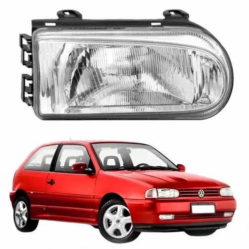 Farol Vw Gol G2 1995 Até 1999 Foco Simples Máscara Cromada Lado Direito Passageiro