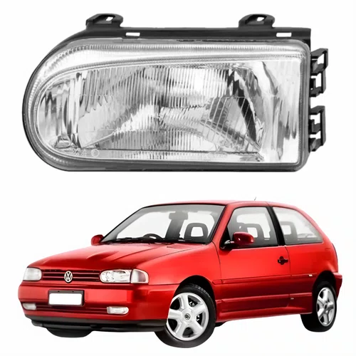 Farol Vw Gol G2 1995 Até 1999 Foco Simples Máscara Cromada Lado Esquerdo Motorista