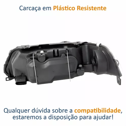 Farol VW Gol G3 1999 Até 2005 Foco Duplo Máscara Cromada ARTEB Lado Direito Passageiro