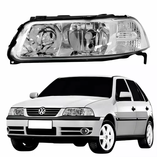 Farol VW Gol G3 1999 Até 2005 Foco Duplo Máscara Cromada Lado Esquerdo Motorista