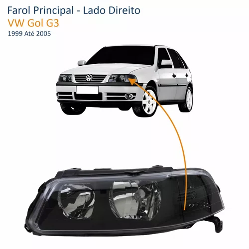 Farol VW Gol G3 1999 Até 2005 Foco Duplo Máscara Negra Lado Esquerdo Motorista