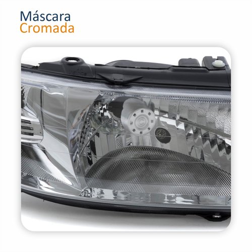 Farol Principal Vw Gol Parati Saveiro 1999 Até 2005 Foco Simples Máscara Cromada Lado Direito Passageiro
