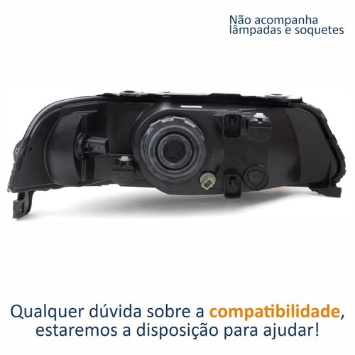 Farol Principal Vw Gol Parati Saveiro 1999 Até 2005 Foco Simples Máscara Cromada Lado Esquerdo Motorista