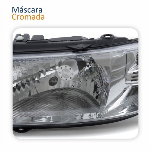 Farol Principal Vw Gol Parati Saveiro 1999 Até 2005 Foco Simples Máscara Cromada Lado Esquerdo Motorista