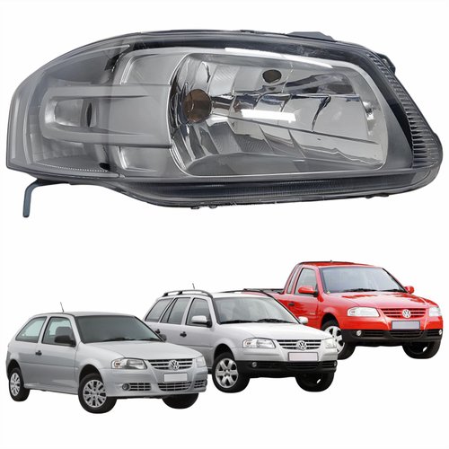 Farol Principal Vw Gol G4 2005 Até 2008 Parati G4 2005 Até 2012 Saveiro G4 2005 Até 2009 Original Arteb Máscara Cinza Lado Direito Passageiro