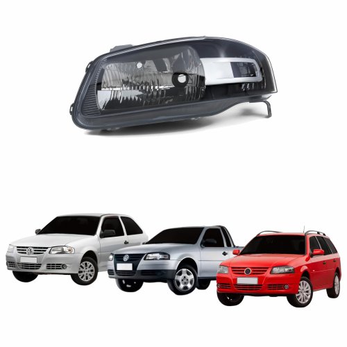 Farol Vw Gol G4 2006 Até 2014 Saveiro G4 2006 Até 2010 Parati G4 2006 Até 2012 Máscara Negra Lado Esquerdo Motorista
