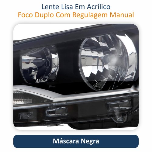 Farol Vw Gol G6 2013 Até 2016 Original Arteb Foco Duplo Máscara Negra Lado Esquerdo Motorista