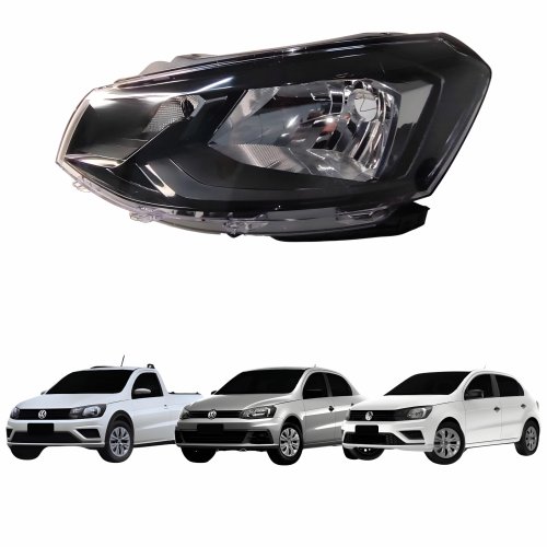 Farol Vw Gol G7 2016 Até 2018 Voyage G7 2017 Até 2018 Saveiro G7 2018 Até 2020 Foco Simples Friso Preto Lado Direito Passageiro
