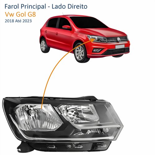 Farol Vw Gol G8 2018 Até 2023 Foco Duplo Lado Direito Passageiro
