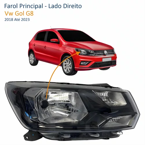Farol Vw Gol G8 2018 Até 2023 Lado Direito Passageiro