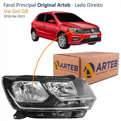 Farol Vw Gol G8 2018 Até 2023 Original Arteb Foco Duplo Lado Direito Passageiro